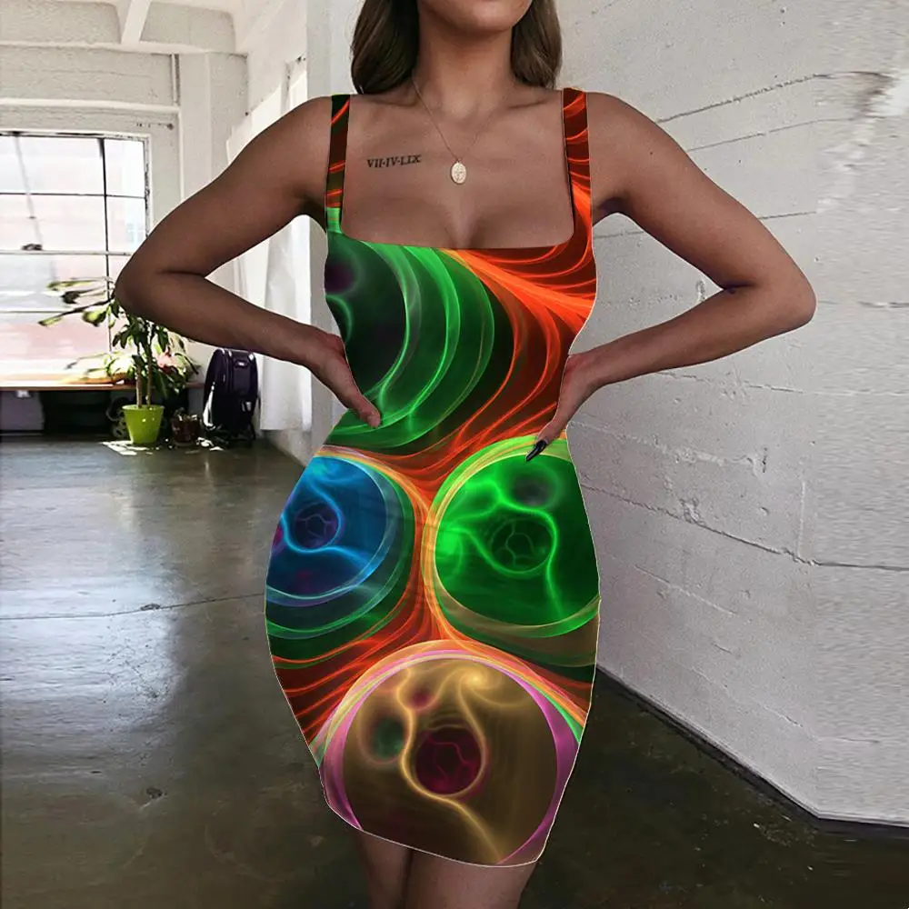 

Giyu Geometric Dresses Women Psychedelic Bodycon Dress Vortex 3d Print Ball Vestido Sexy Womens Clothing Plus Size New Beach