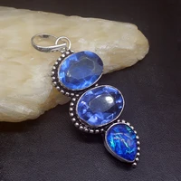 gemstonefactory jewelry big promotion 925 silver amazing gentle ocean blue topaz women ladies gifts necklace pendant 1031