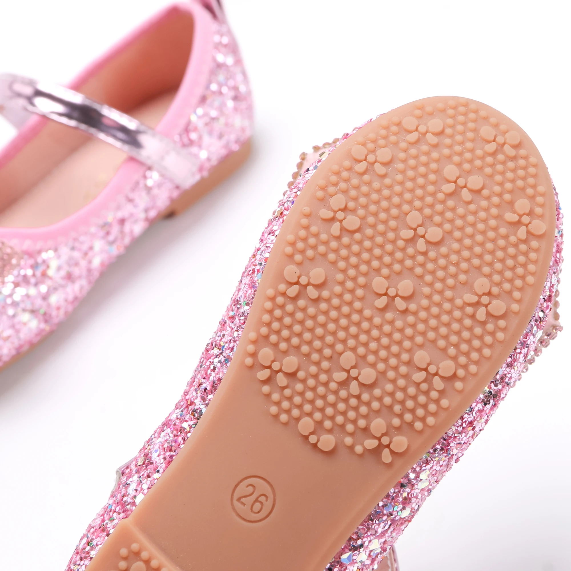 

Cute Crystal Princess Party Shoes for Girls Kids Velcro Sandals Rhinestone Sequins Loafers Flats Rubber Soft Sole Match Dress