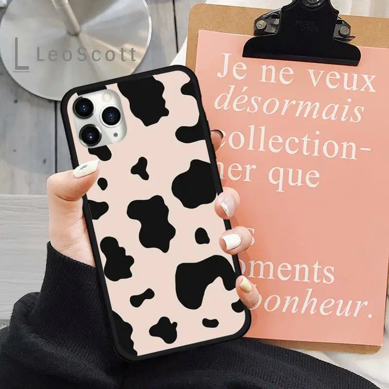 

pink cow pattern Phone Case for iPhone 11 12 pro XS MAX 8 7 6 6S Plus X 5S SE 2020 XR cover funda shell coque