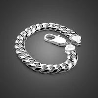 fashion men punk jewelry 100 925 sterling silver bracelet male thick cuban link chain 8 10 mm 7 9 inches bracelet bangle