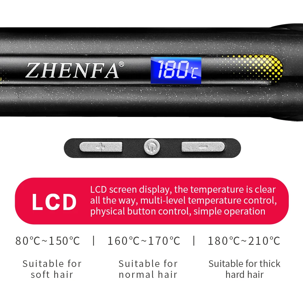 

YUKUI LCD Hair Straightener Curler Dual Sided Heating Plate Fast Styling Hair Straightening Iron Professional Hair Styling Tool
