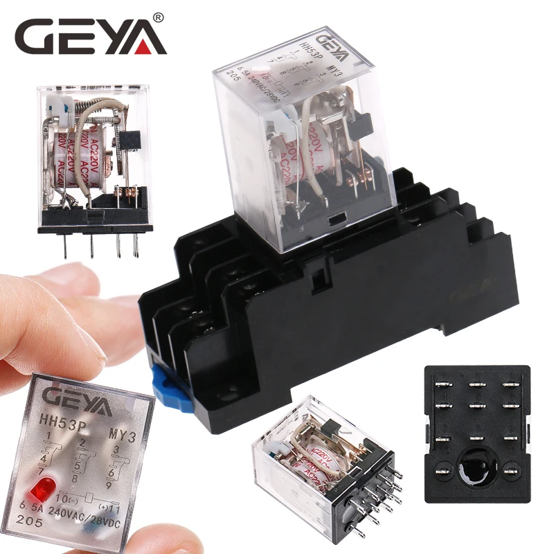 GEYA 11 шпильки мини реле DC5V DC12V DC24V AC110V AC220V HH53P 5A миниатюрное электромагнитное общего
