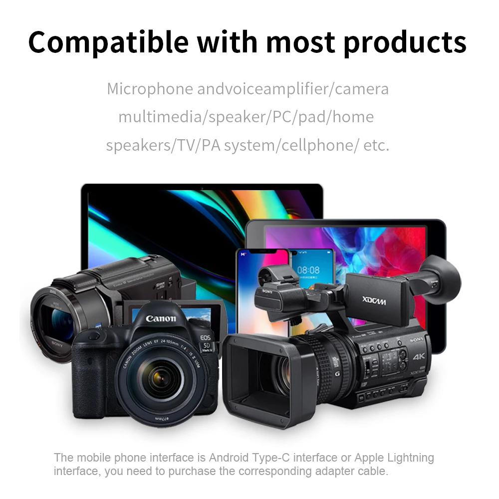 

TELESIN UHF Wireless Microphone With Bodypack 50M Transmitter Mini Lapel Head Hand Mic Portable Receiver For DSLR Smartphone