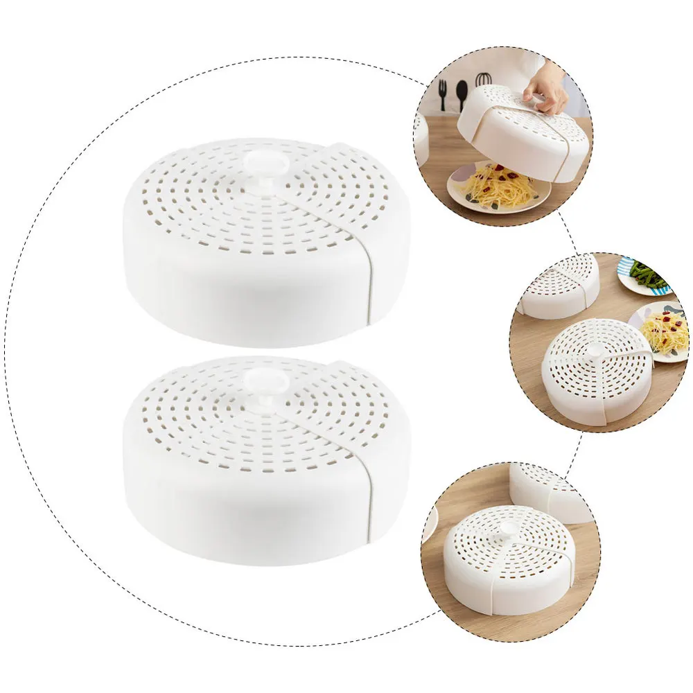 

2Pcs Multiuse Vegetable Covers Folding Breathable Dust-proof Food Covers (White)
