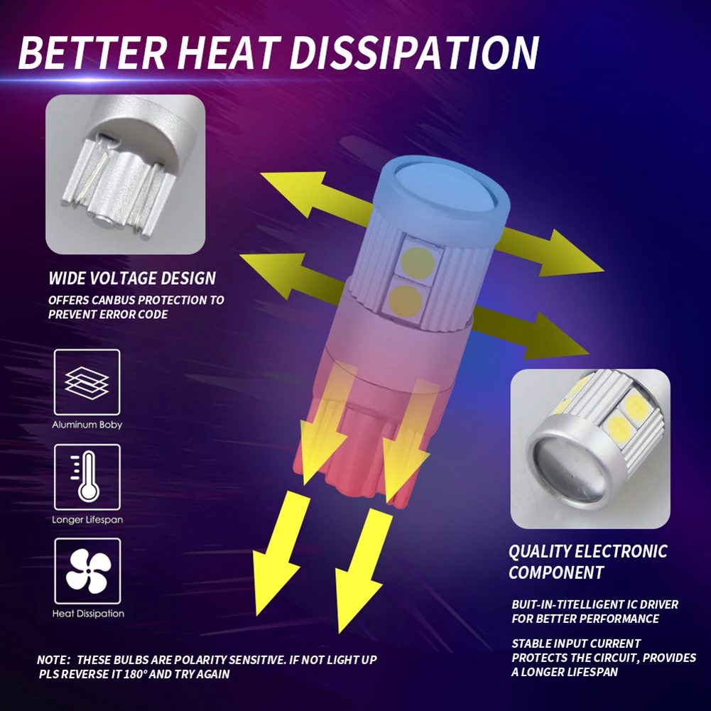 2 шт. Автомобильный авто светодиодный сигнал интерьерные лампочки T10 3030 9 SMD