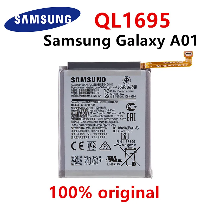 Оригинальный сменный аккумулятор SAMSUNG QL1695 100% мАч для Samsung Galaxy A01 мобильный телефон