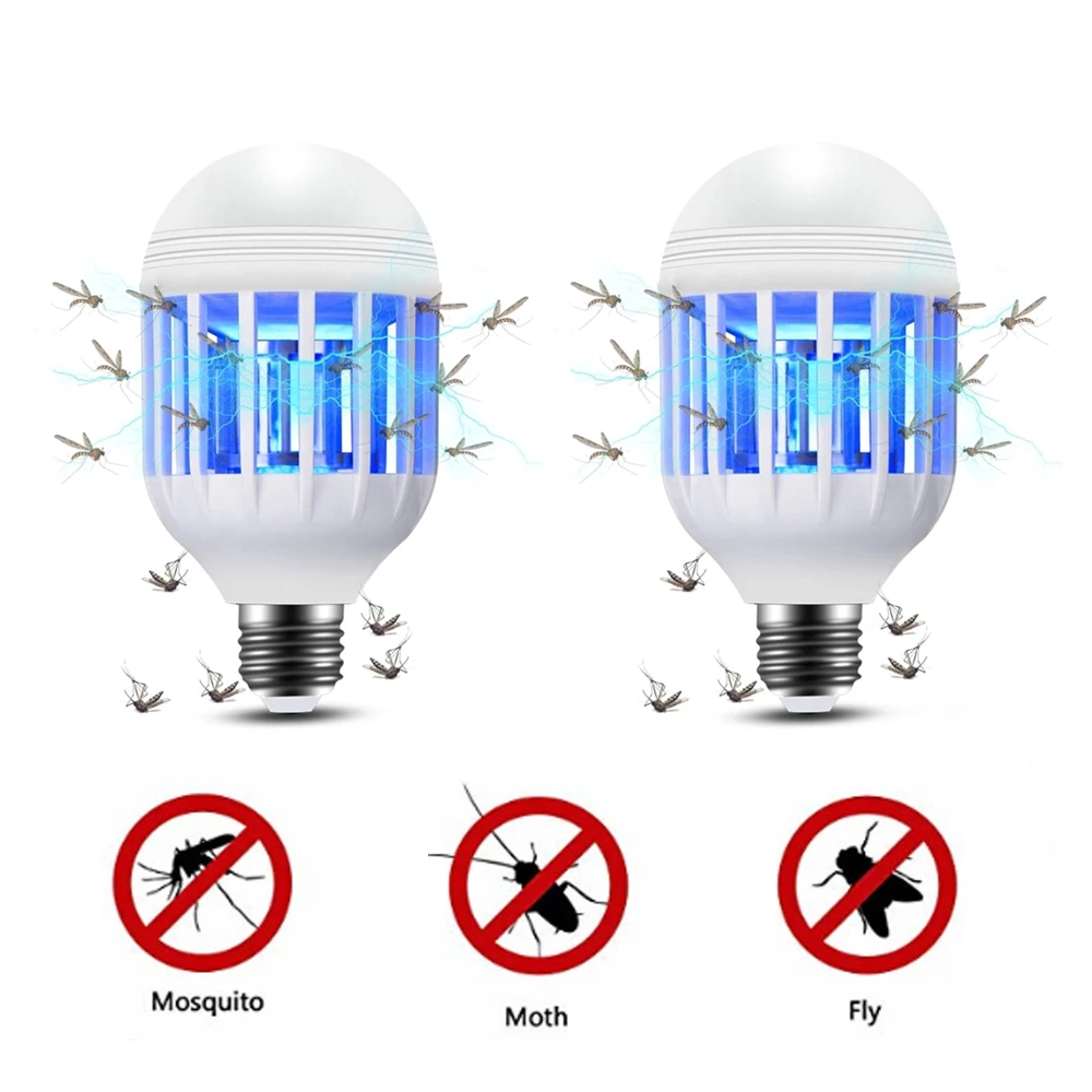 Светодиодный светильник 2 в 1 E27 для уничтожения насекомых 15 Вт 600 лм 6500 К 110 220 В