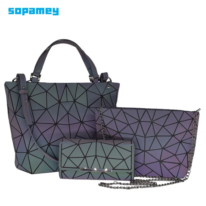 Сумка тоут женская складная сумочка кросс боди и кошелек с геометрическим