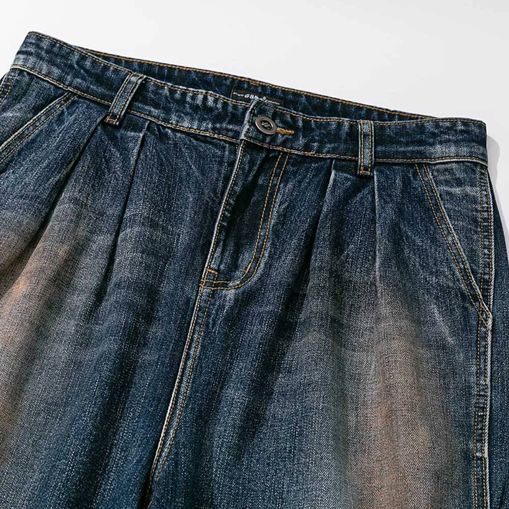 Vintage Distressed Baggy Jeans Men's Casual Hip Hop Harem Denim Streetwear Japanese Style Trousers