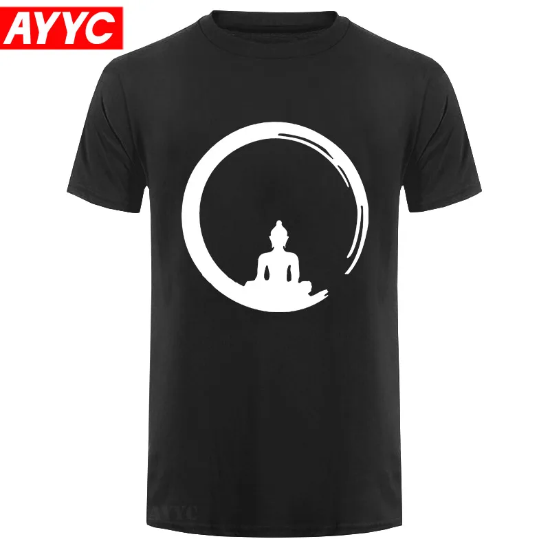 

short-Sleeve-Custom-Zen-Meditation-Buddha-T-Shirt-Men's-Geek-His-And-Hers-Bottoming-T-shirts