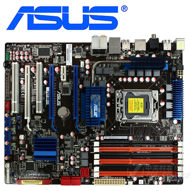 Материнские платы ASUS P6T SE LGA 1366 DDR3 24 ГБ для системной Intel X58 SATA II PCI E X16 б/у флеш память