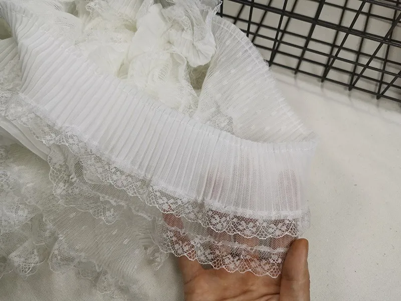 Двухслойный Тюль шириной 9 см белый плиссированный гипюр кружевная ткань