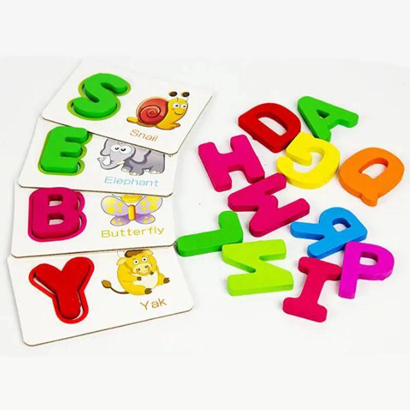 

Hot Baby Educational Cards English Learning Games Letter Flash Cards For Children Wooden Kids Cards Book Learning Puzzle Toy