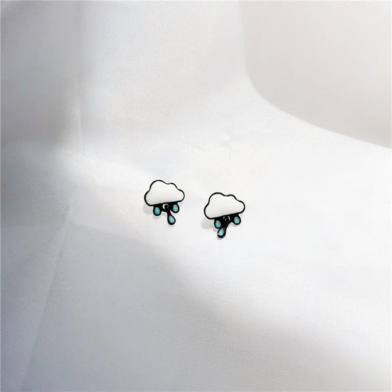 Модные популярные маленькие милые серьги гвоздики с изображением чистого и