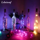 Гирлянда на батарейках из искусственной кожи с пробкой, 1 м, 10 светодиодный, 2 м, 20 светодиодов, медный провод