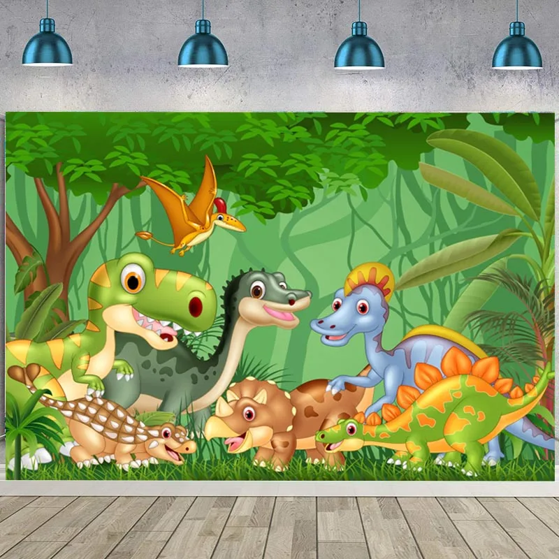 

Dinosaur Backdrop Primeval Forest Kids Birthday Party Baby Shower Photography Background Photo Booth Studio Props Bannerr