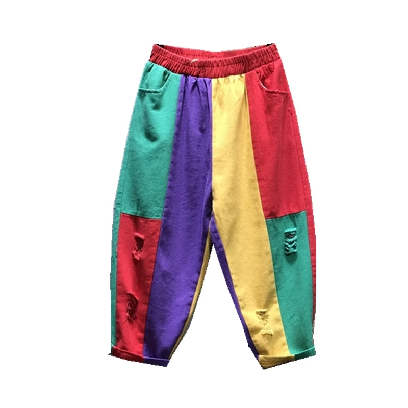 

Personalized Color Jeans Women Fashion 2021 Apring Autumn New High Waist Stitching Loose Wide Leg Pants Trousers Female Clothing
