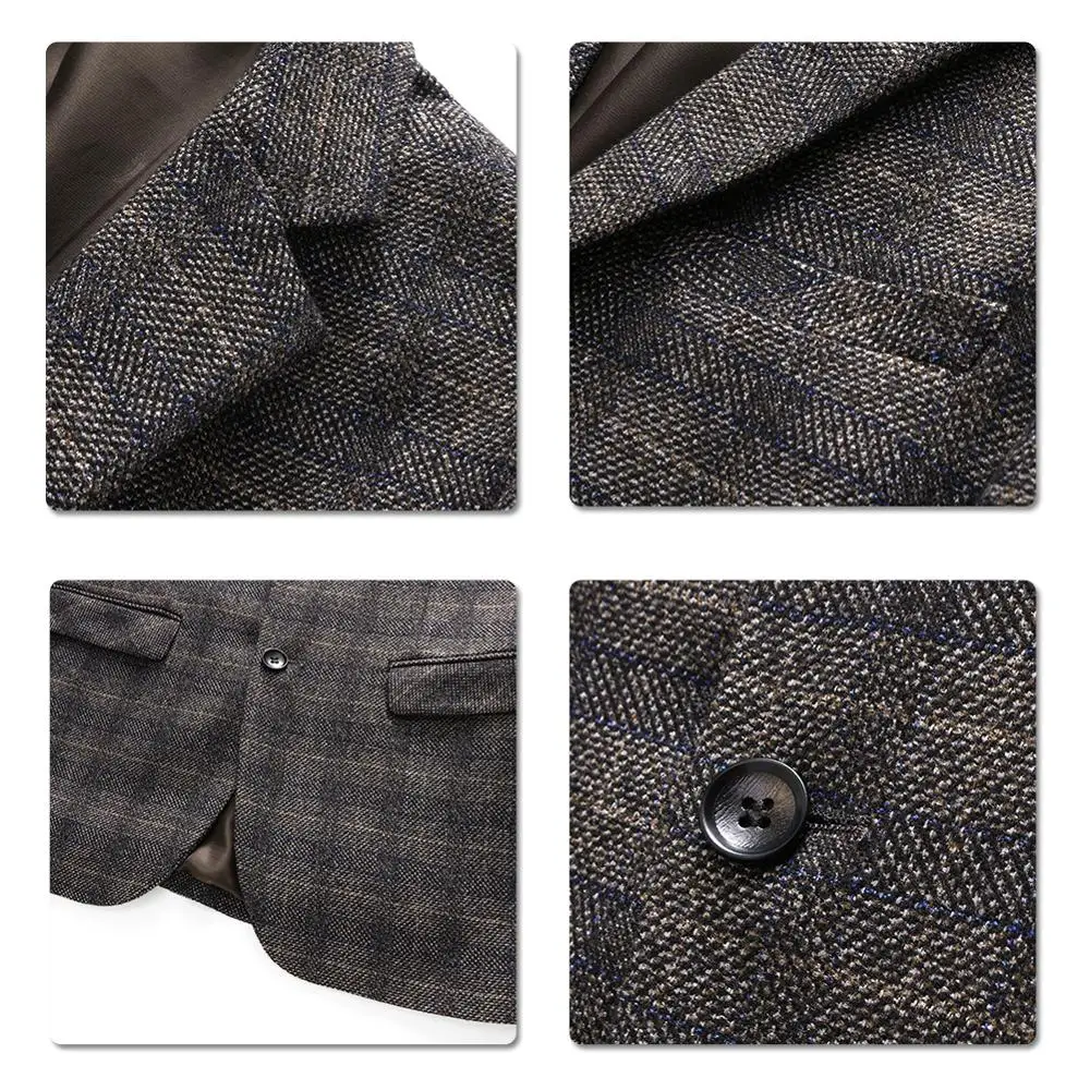 Пиджак мужской деловой в клетку с двумя пуговицами|Пиджаки| |