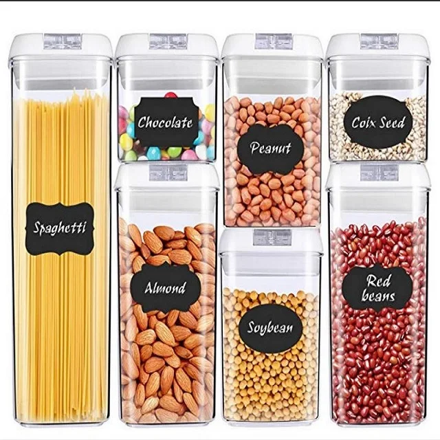 7pcs set Контейнер для хранения пищевых продуктов, пластиковый ящик для хранения на кухне, многозерновой контейнер для хранения, прозрачные Герметичные банки, легко застегиваются, мультиемкость - Цвет: 7pcs set