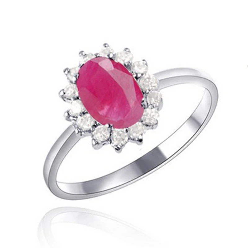 Женское кольцо с натуральным красным Рубином модное ювелирное изделие из