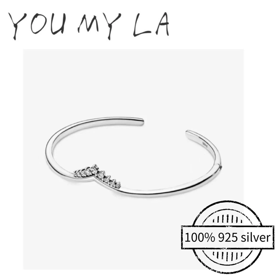 

Hot Sale Real 100% 925 Sterling Silver Pan Bracelet Love Heart Crystal Bracelet for Women Fit Original DIY Charm Jewelry