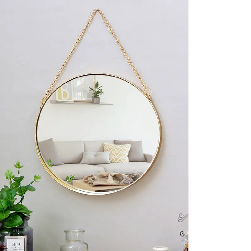 Зеркало подвесное туалетное зеркало для душевой комнаты Северная Европа Золотое