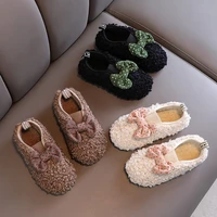 baby girls cotton padded shoes winter non slip butterfly knot kids fashion shoes girls warm thick cotton children moccasin shoes