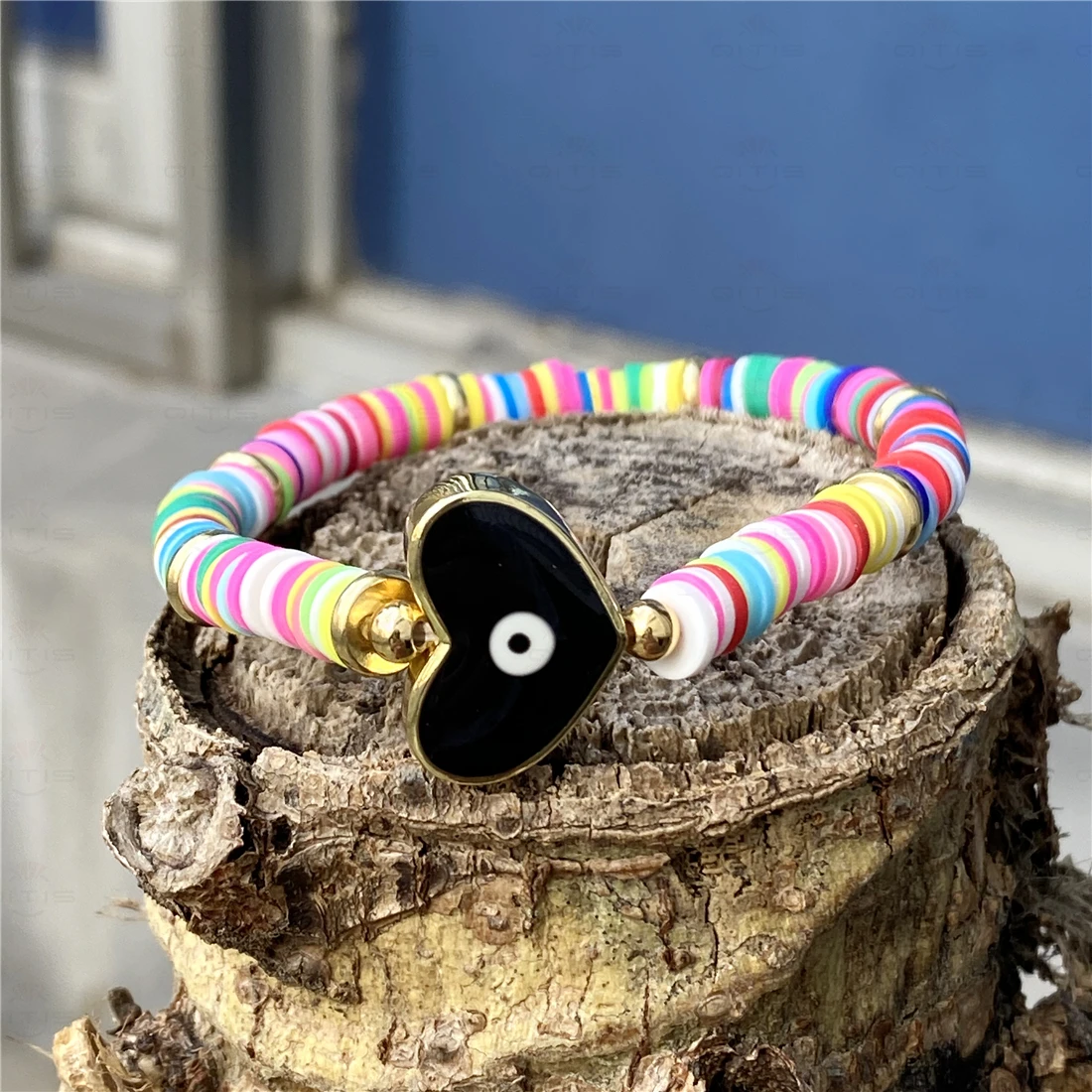 

Boho Evil Eye Bracelet Polymer Clay African Bracelets Girl New Heishi Disc Beaded Ojo Turco Women Couples Gift Armband
