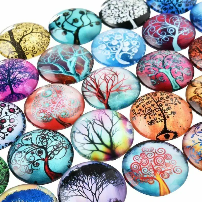 10 шт прозрачное стекло круглые кабошоны DIY Life Tree Galaxy Pattern Time Gem Стеклянные Кабошоны