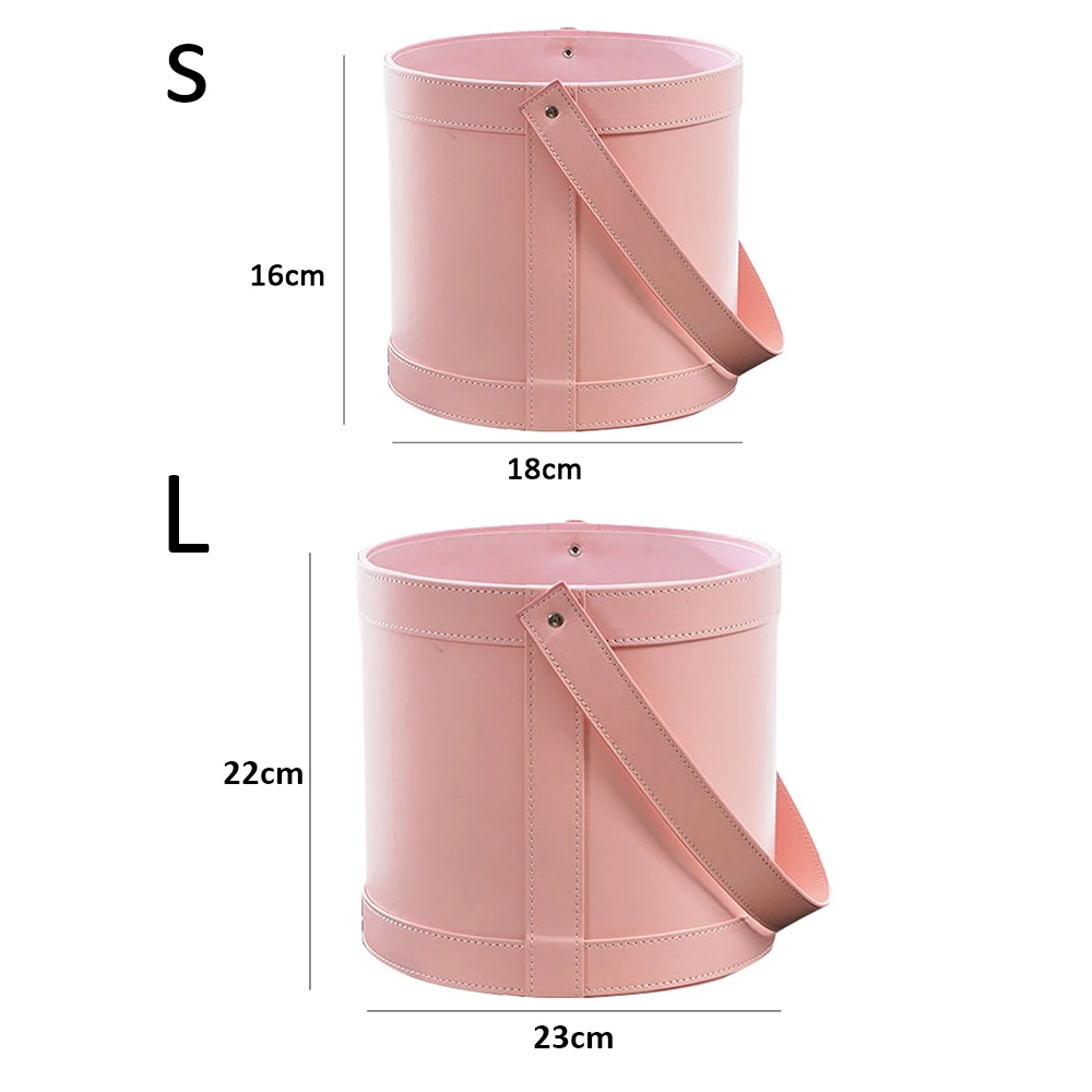 

Flower Packaging Box Ladies Gifts Box Flower Shop Household Round Leather Packaging Wedding Flowers Storage Box Packaging Box