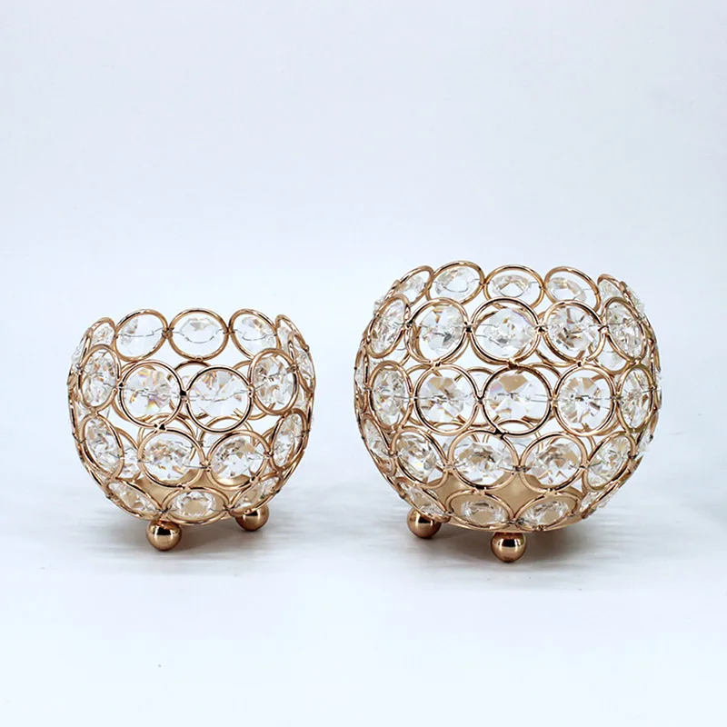 Горящая Золотая кристальная чаша подсвечники для свадьбы кафе украшения стола