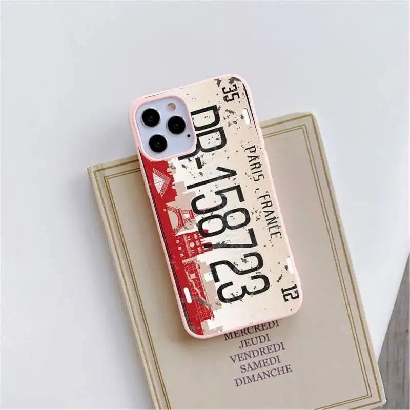

New York plate number Phone Case Candy Color for iPhone 6 6S 7 8 11 12 XS X SE 2020 XR mini pro Plus MAX funda