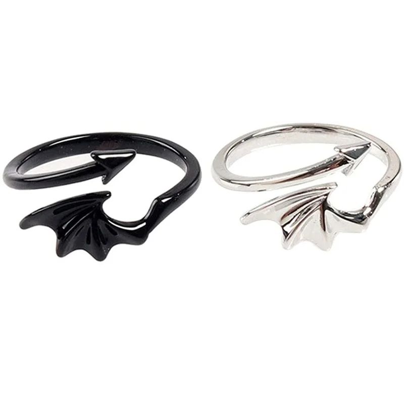 

2pcs Angel and Devil Wings Couple Rings for Women Men Friendship Family Jewelry Gift Set His and Her Matching