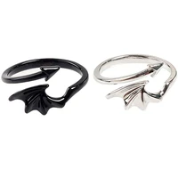 2pcs angel and devil wings couple rings for women men friendship family jewelry gift set his and her matching