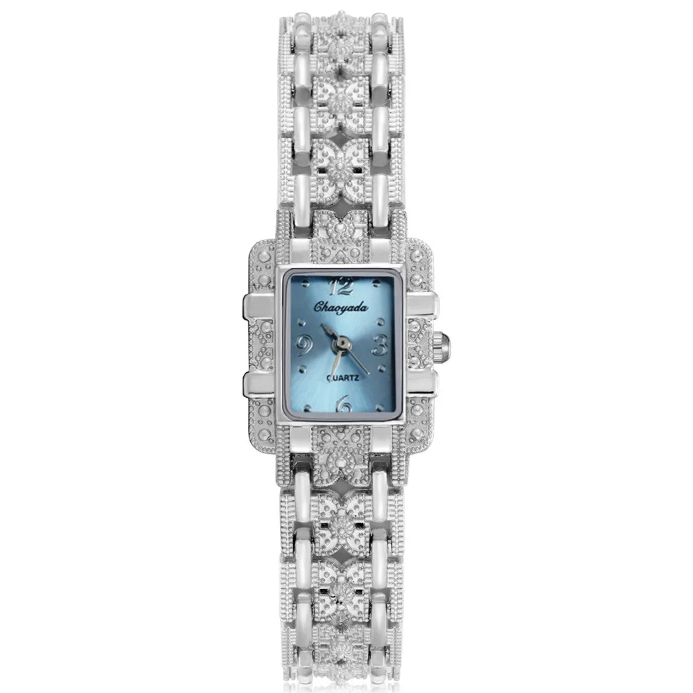 2021 модные женские часы с металлическим браслетом квадратные кварцевые