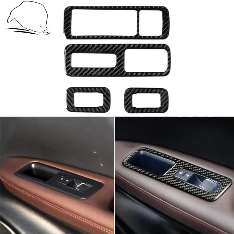 

For Lexus RX300 270 200T 450H 2016-19 Car Armrest Panel Lift Buttons Sticker Carboon Fiber Driver Side Door Control Accent Cover