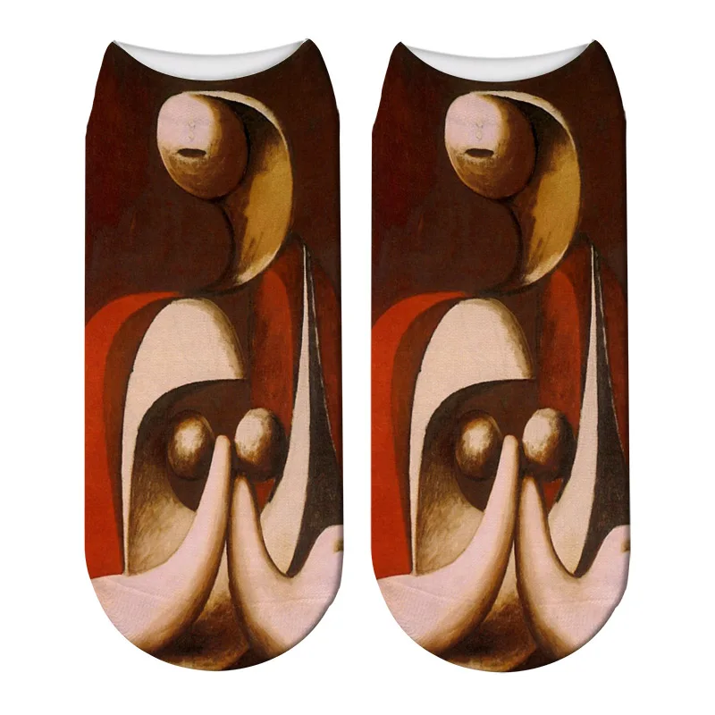 Модные носки с 3D принтом Пикассо картина маслом женские до щиколотки забавным