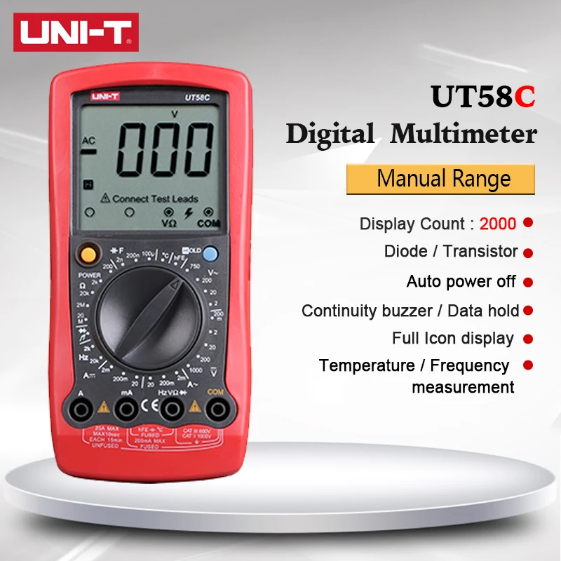 

UNI-T UT58C Manual Range General Digital Multimeter; Resistance/Capacitance/Frequency/Temperature Test