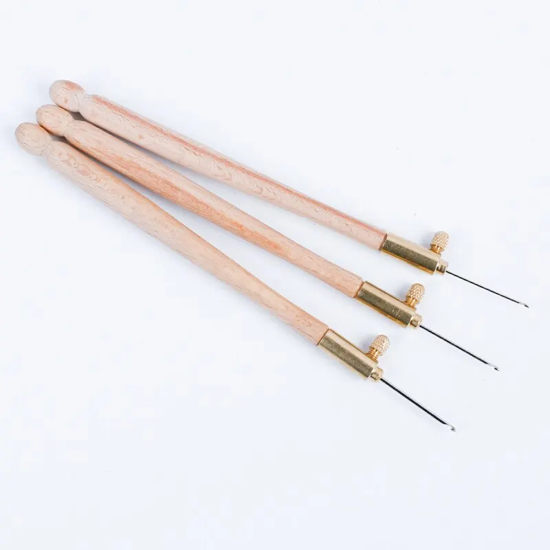 Деревянная ручка тамбурная вязальные крючки Вязание инструменты с 3 иглы