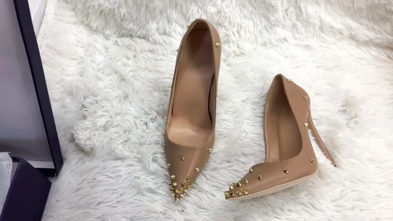 Туфли женские на шпильке элегантные туфли лодочки с заклепками матовая кожа