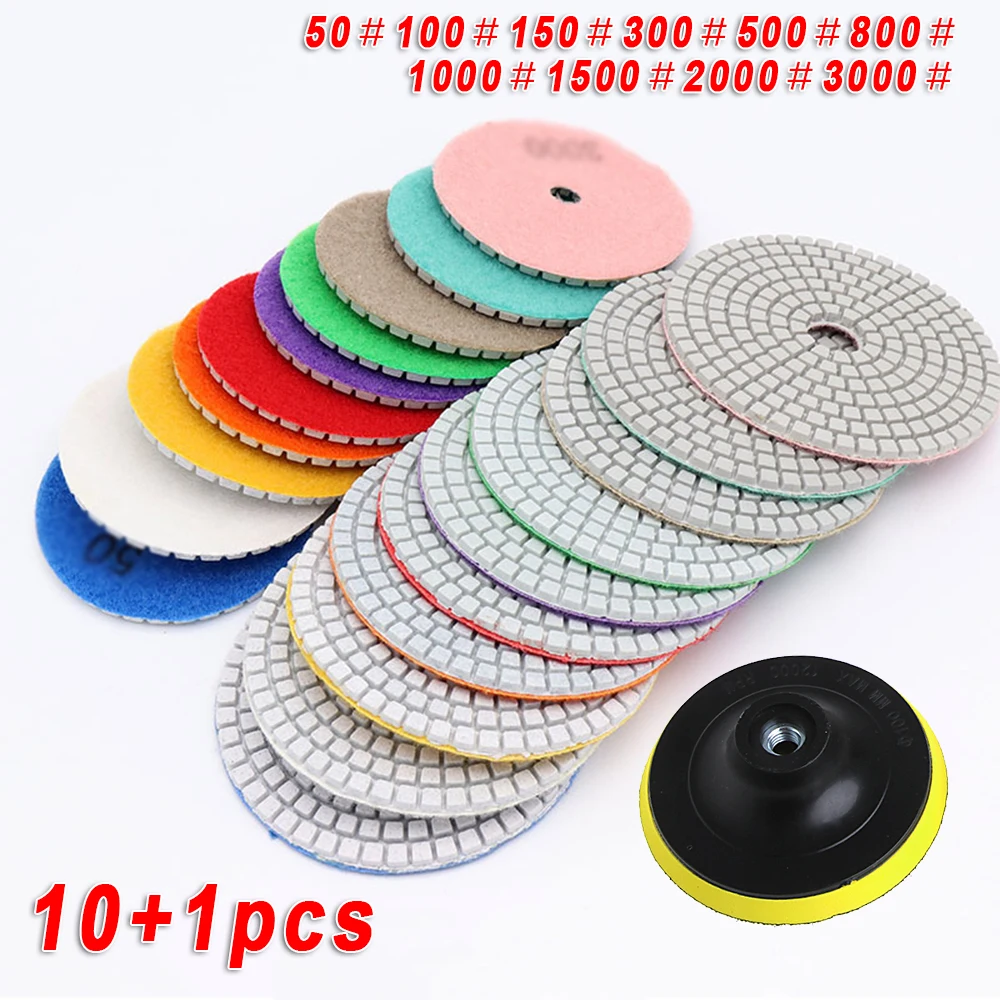 

Набор шлифовальных дисков, комплект из 10 алмазных насадок 3 дюйма (75 мм) для полировки бетона, мрамора, гранита, зернистости 50-3000