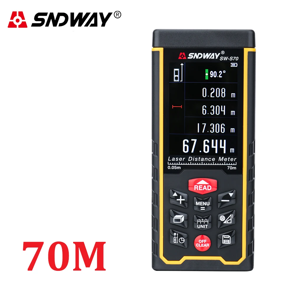 SW-S70 SNDWAY цифровой лазерный дальномер 100 м 70 м 50 м лазерный дальномер Trena метр цветной дисплей перезаряжаемые ленты измерительные инструменты - Цвет: SW-S70