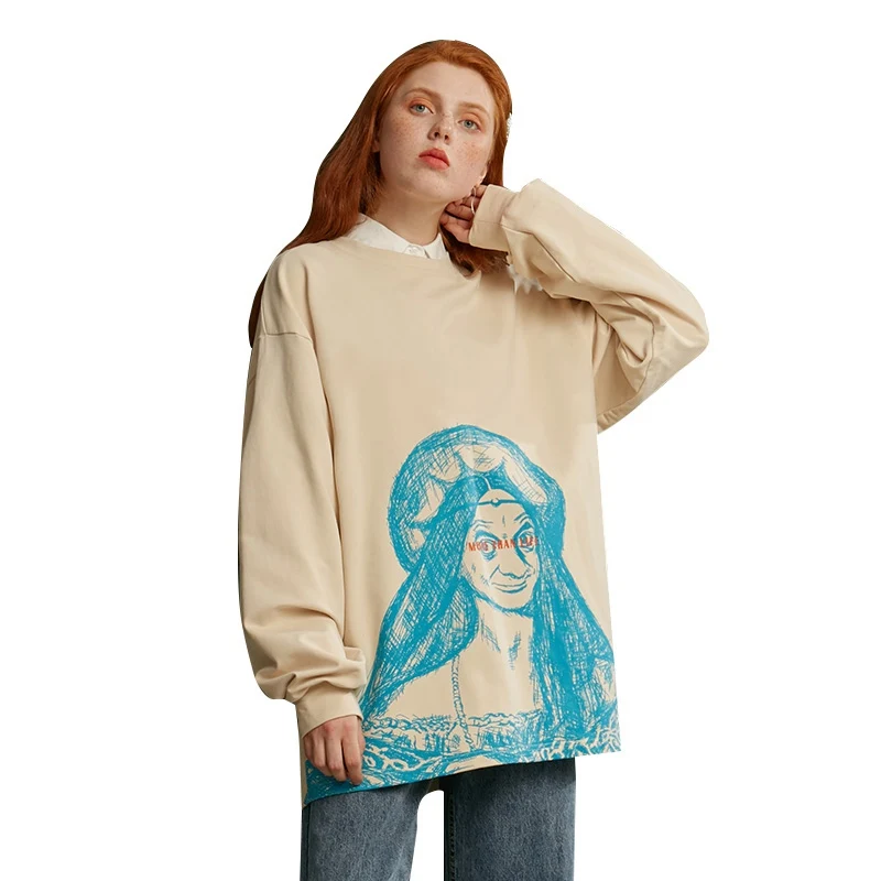 Оригинальная футболка UNIFREE свободная женская с длинным рукавом U194G903PP