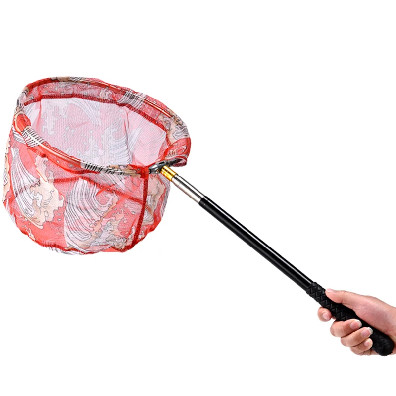 

Fishing landing hand Nets Folding Carbon rod Nylon Collapsible steel Tackle tank Hole Depth Dipfor fishing