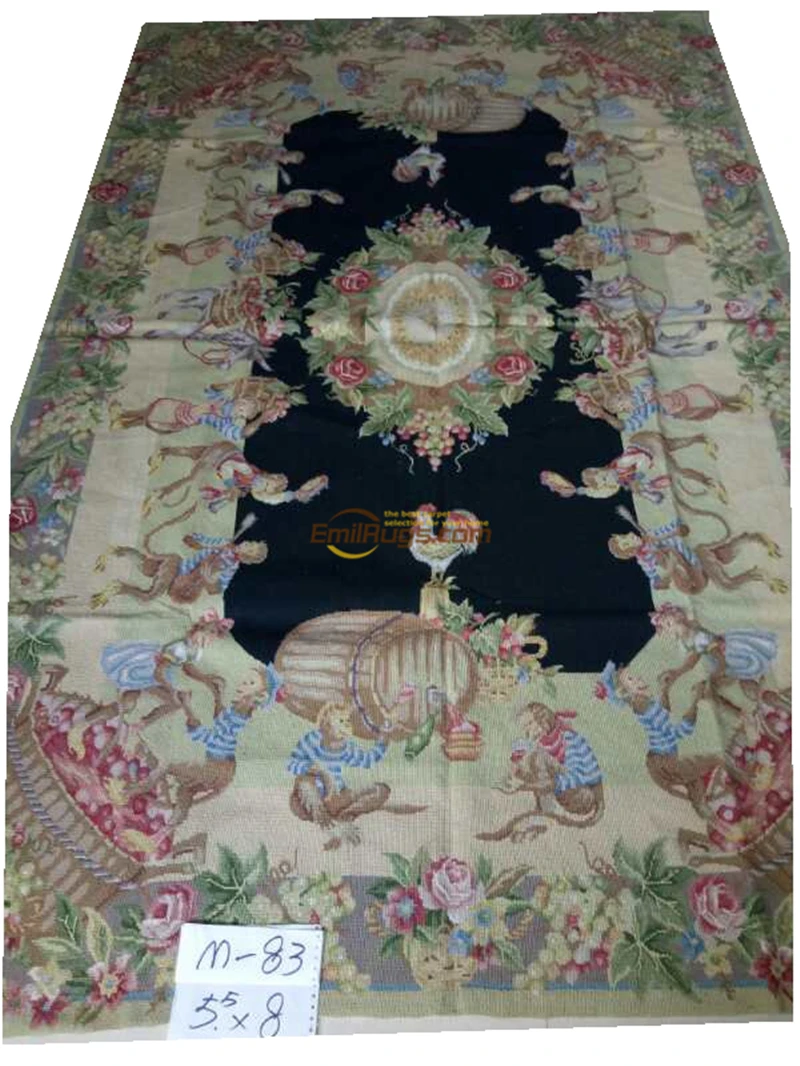 Aubusson ручной работы Восточный коврик из квадратов Новая цена французский