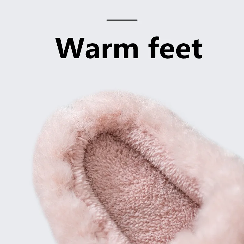 Winter Slippers Women Fluffy Cartoon Cut Non-Slip Soft House Women Home Slippers Winter Warm Fur Sandals Plush Half-Pack