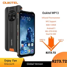 OUKITEL WP13 Global Version Dual 5G Rugged Smartphone NFC 8GB+128GB 5280mAh 6.52HD+ Mobile Phone 48MP MT6833 2021 Celular