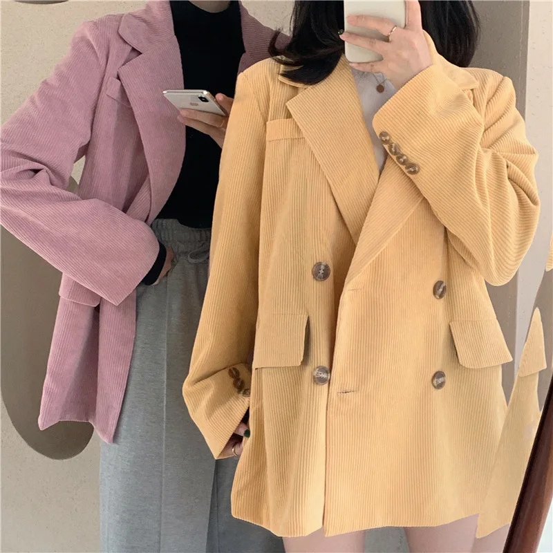 Женский вельветовый Блейзер Heydress свободный двубортный пиджак верхняя одежда для