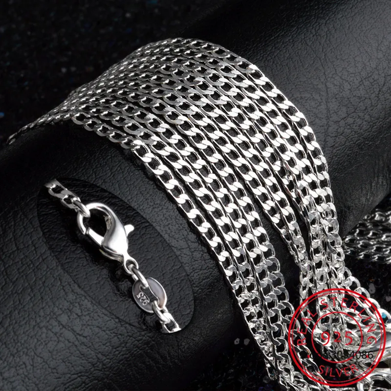 

Men's 925 Sterling Silver Italian Cuban Curb Chain Necklaces for Men Women Solid Silver Figaro Chain Layering Necklace SC289